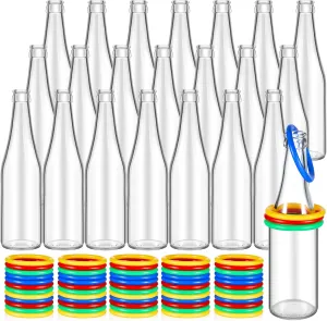 Tioncy Ring Toss Game Outdoor Carnival Games Backyard Adults Fun Target Toys Glass Bottles with Mixed Color Rings Hoops for Family Outside Sport Party Accessories