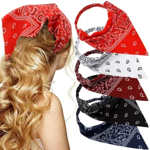 TOBATOBA Hairband, 5 Pcs Bandanas for Women Elastic Headbands, Hair Kerchief Head Scarf, Non Slip Paisley Headbands Hair Accessories for Women Girls