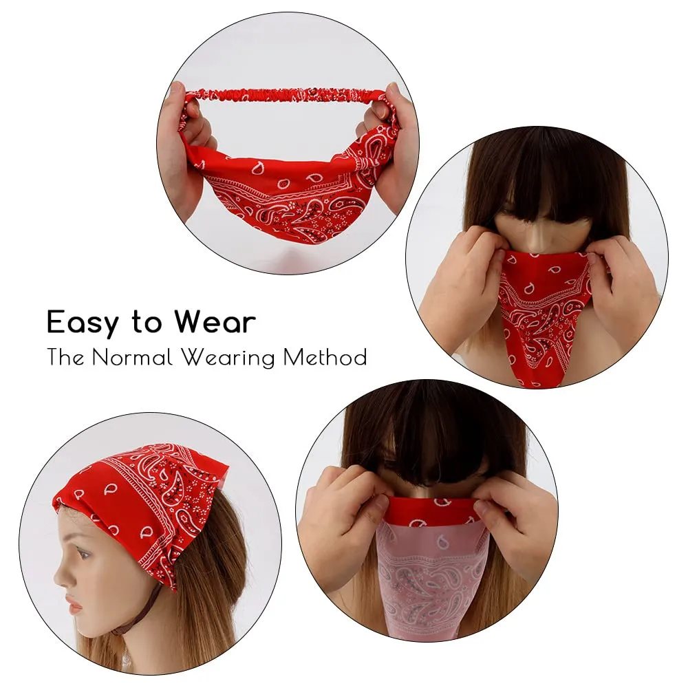 TOBATOBA Hairband, 5 Pcs Bandanas for Women Elastic Headbands, Hair Kerchief Head Scarf, Non Slip Paisley Headbands Hair Accessories for Women Girls