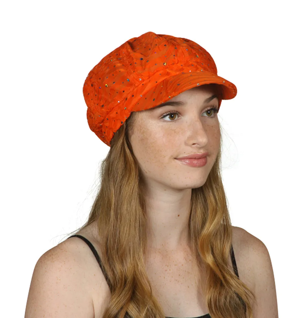 TopHeadwear Glitter Sequin Trim Newsboy Hat