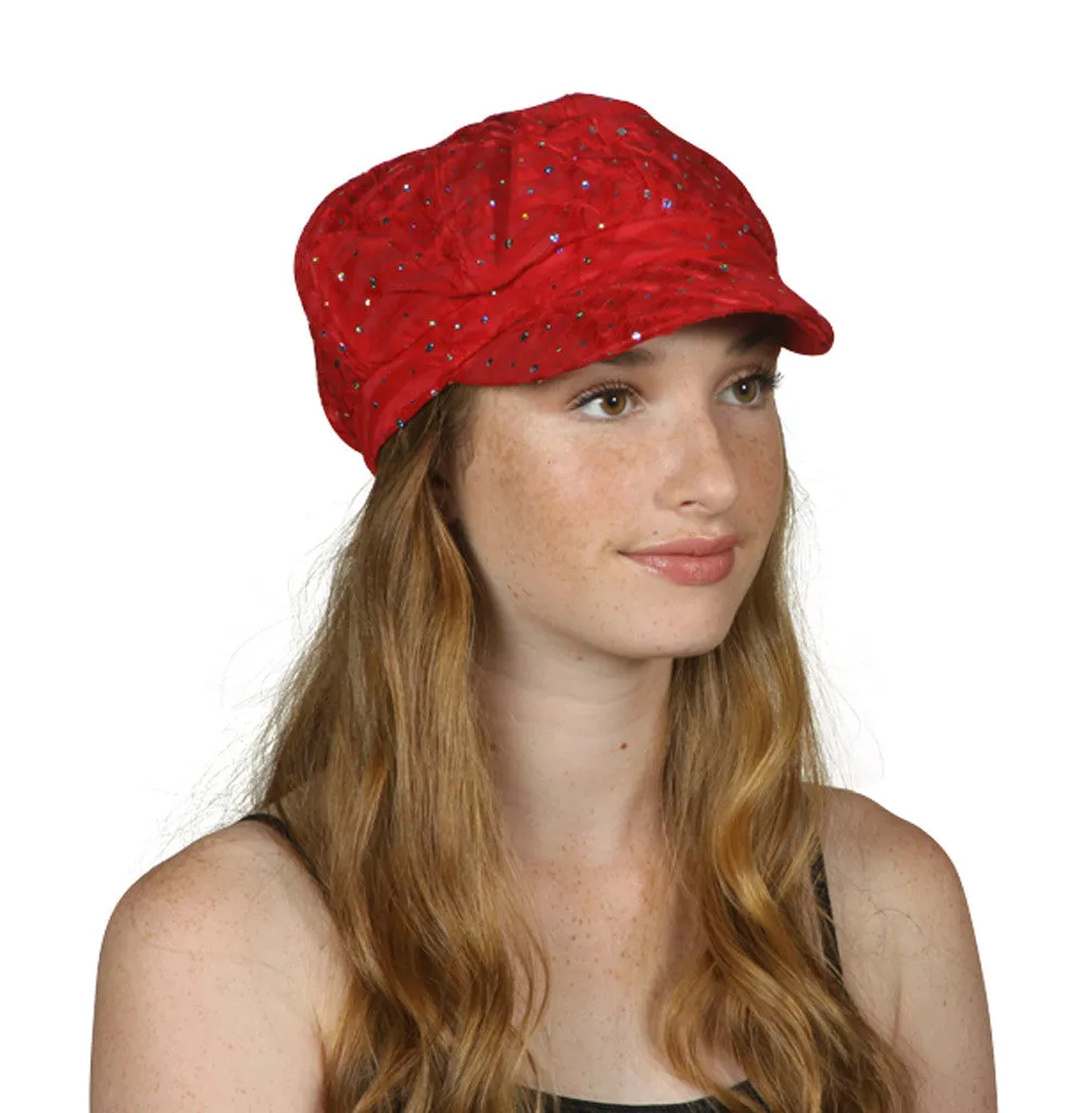 TopHeadwear Glitter Sequin Trim Newsboy Hat