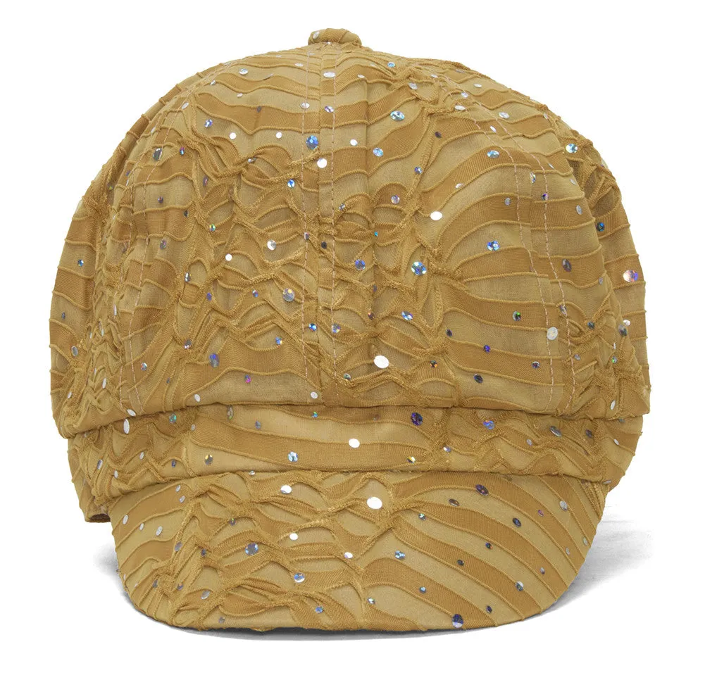 TopHeadwear Glitter Sequin Trim Newsboy Hat