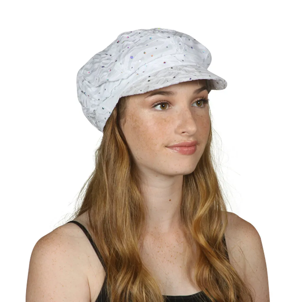 TopHeadwear Glitter Sequin Trim Newsboy Hat