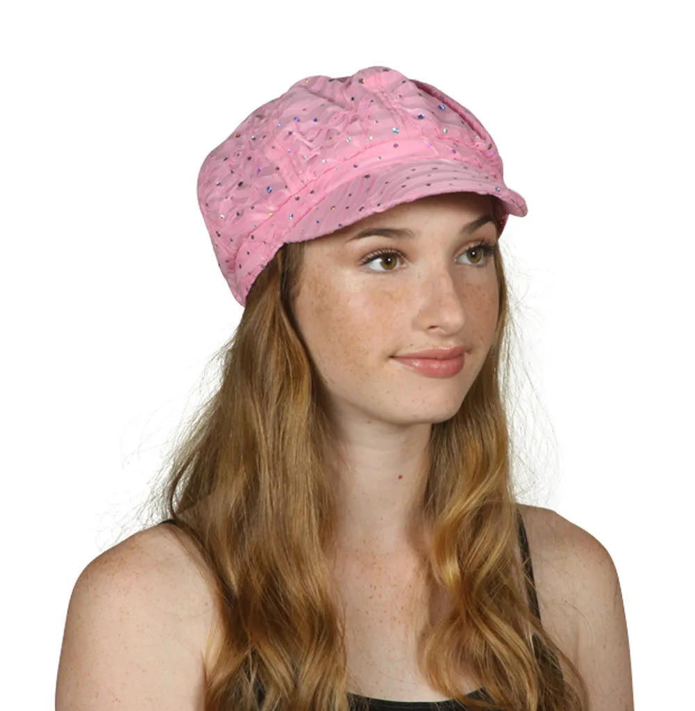 TopHeadwear Glitter Sequin Trim Newsboy Hat