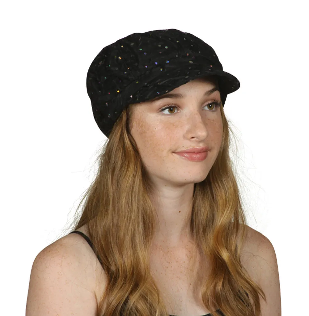 TopHeadwear Glitter Sequin Trim Newsboy Hat