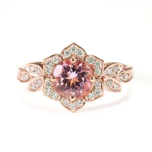 Tourmaline & Diamond Lily Flower Engagement Ring