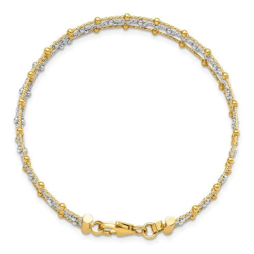 Two-Tone Beaded Multi-Strand Wire Bracelet