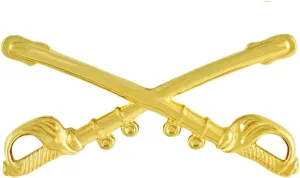 U.S. Army Cavalry Gold Crossed Sabers Stetson Hat Pin, Cav Brass, Branch Insignia, Large 2-1/4"