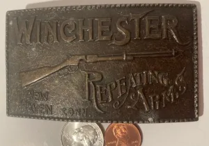 Vintage Metal Belt Buckle, Winchester, Repeating Arms, Western, Country and Western, Southwestern, Cowboy, Heavy Duty, Quality, Fashion