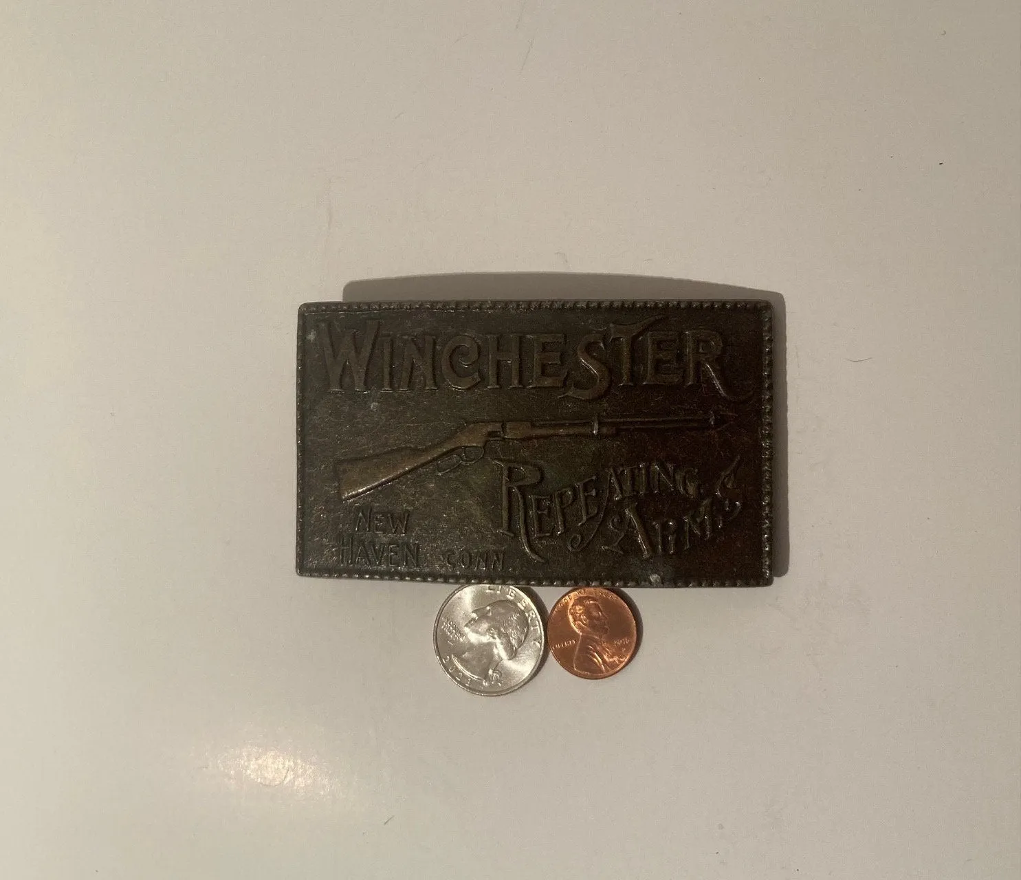 Vintage Metal Belt Buckle, Winchester, Repeating Arms, Western, Country and Western, Southwestern, Cowboy, Heavy Duty, Quality, Fashion
