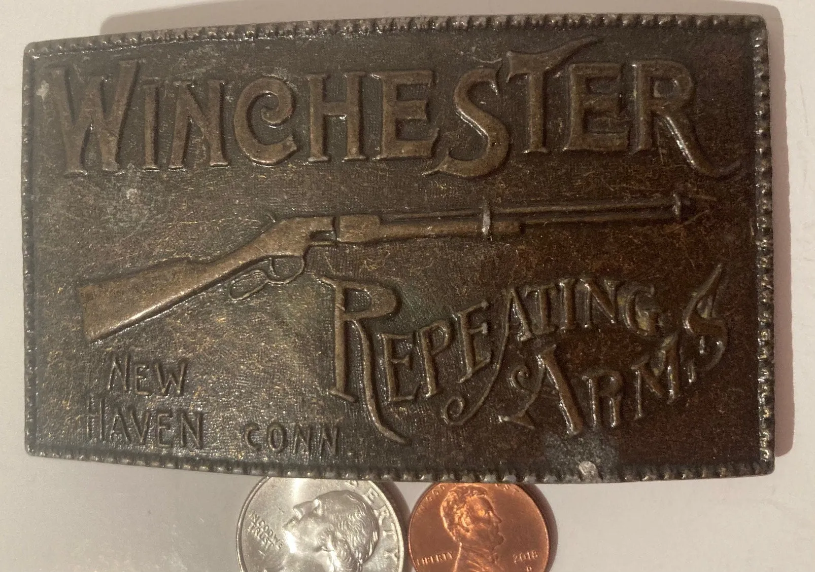 Vintage Metal Belt Buckle, Winchester, Repeating Arms, Western, Country and Western, Southwestern, Cowboy, Heavy Duty, Quality, Fashion