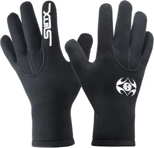 Water Gloves, 3mm Neoprene Five Finger Warm Wetsuit Winter Gloves for Scuba Diving Snorkeling Surfing Swimming
