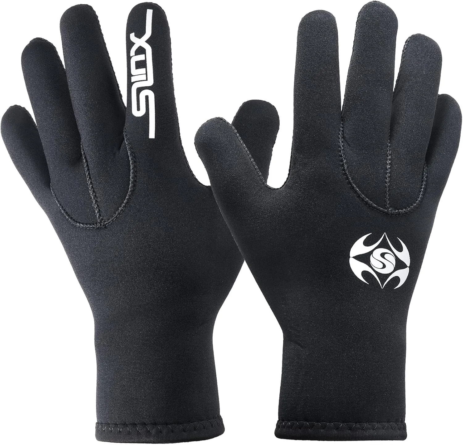 Water Gloves, 3mm Neoprene Five Finger Warm Wetsuit Winter Gloves for Scuba Diving Snorkeling Surfing Swimming