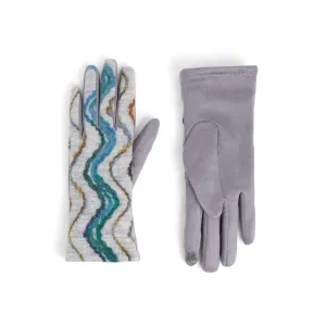 Wavy Felt Touchscreen Gloves - Grey - Final Sale