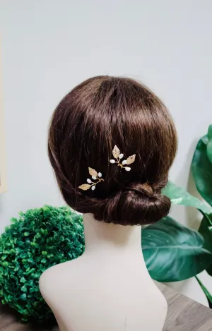 Wedding Hair Pins Bridal Hair pins Wedding HaIr Accessories Gold Hair pins Pearl Hair pins Wedding Hair pins Gold Leaf Bridesmaid Hair Pins