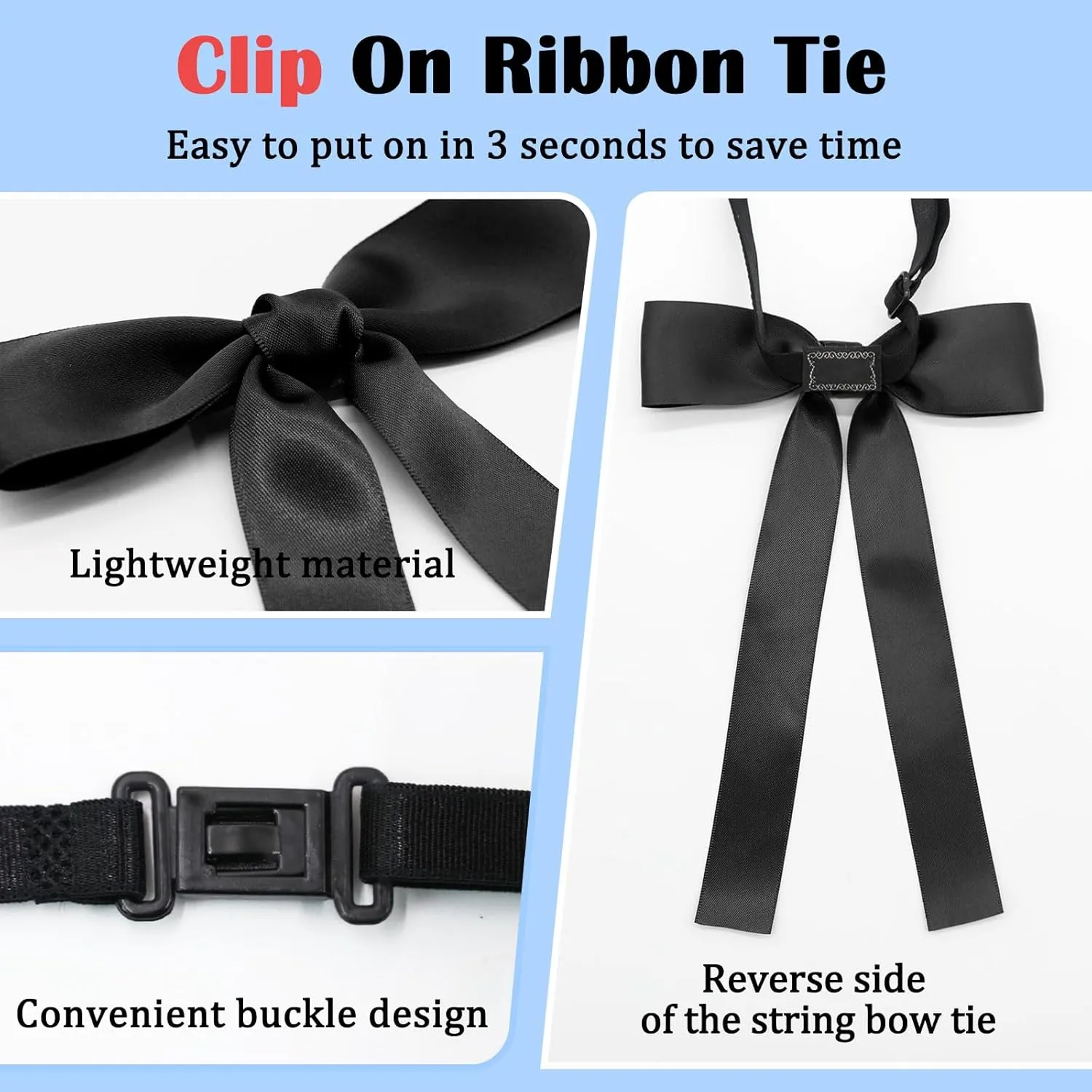 Western Bow Ties for Men Women, Black/Red Colonel Satin Ribbon String Bow Tie for Costume Uniform