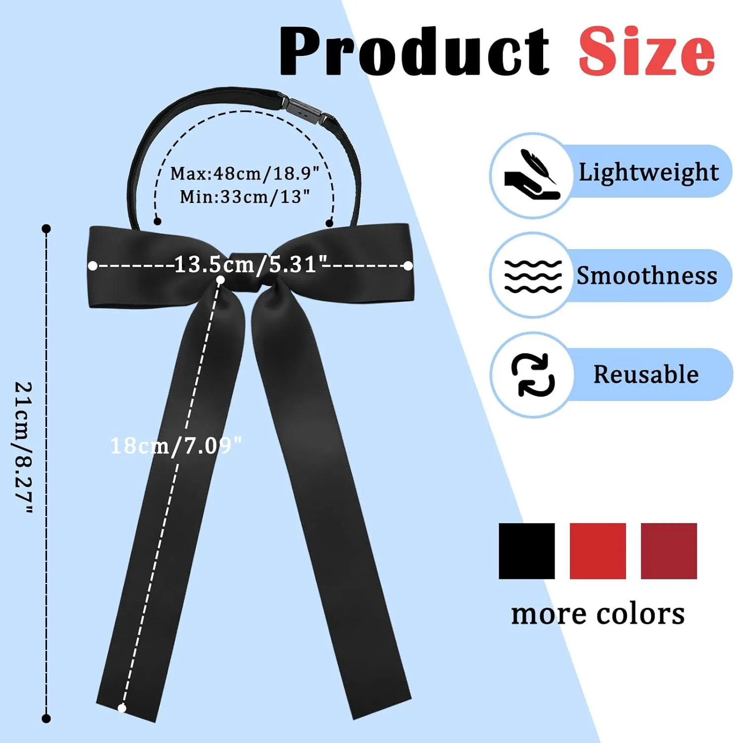 Western Bow Ties for Men Women, Black/Red Colonel Satin Ribbon String Bow Tie for Costume Uniform