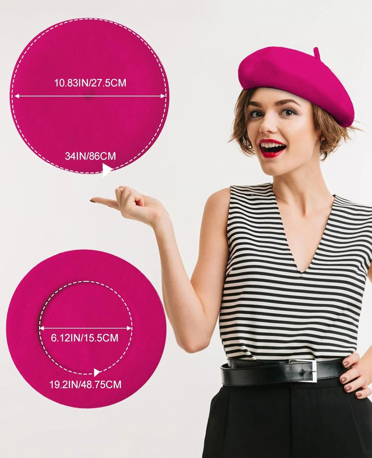 Wool Berets for Women - Classic French Beret Hats for Women and Kids, Solid Color Artist Style