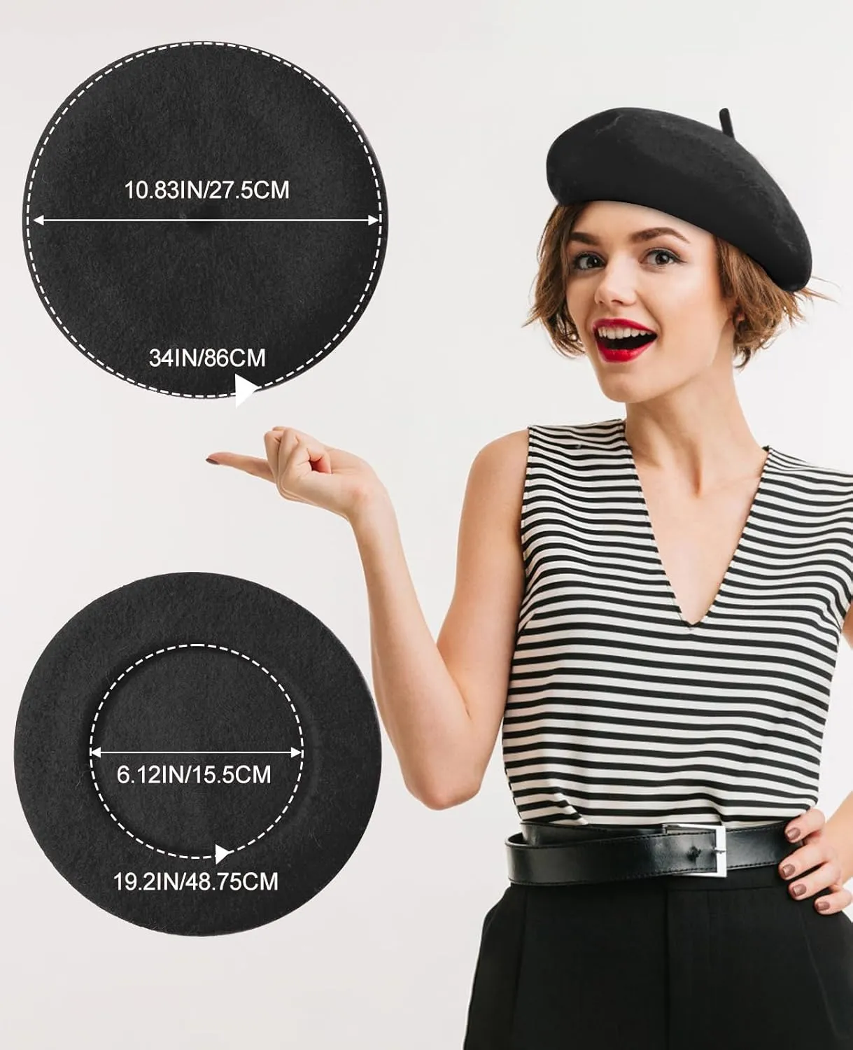 Wool Berets for Women - Classic French Beret Hats for Women and Kids, Solid Color Artist Style