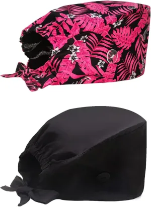 Working Cap with Silky Inner - Cotton Hat with Sweatband and Buttons, Adjustable Tie Back Ponytail, One Size