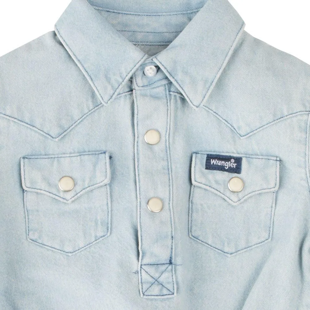 Wrangler Baby Boys' Long Sleeve Bodysuit Denim