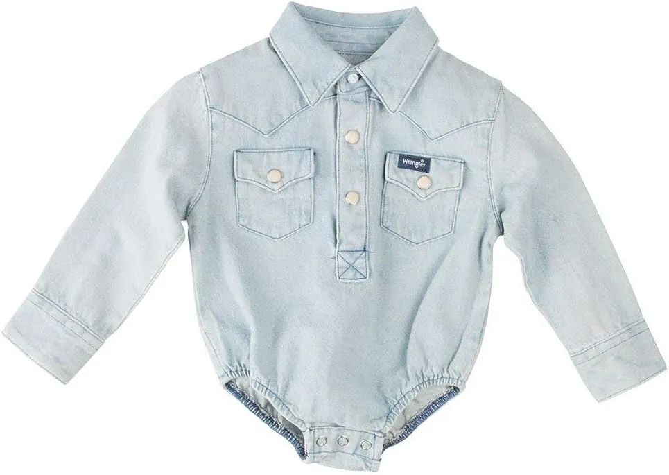 Wrangler Baby Boys' Long Sleeve Bodysuit Denim