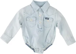 Wrangler Baby Boys' Long Sleeve Bodysuit Denim