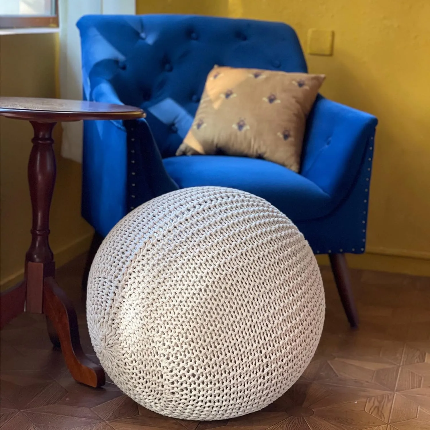 Yoga Ball Chair Cover - Cotton Rope Cover for Exercise, Birthing, Stability, Fitness, Balance, Pilates Ball (65 cm/26" Off White)