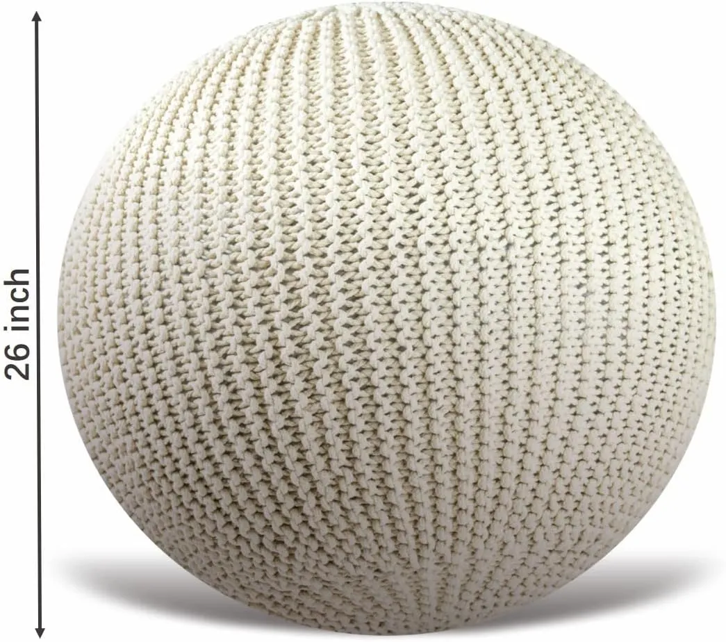 Yoga Ball Chair Cover - Cotton Rope Cover for Exercise, Birthing, Stability, Fitness, Balance, Pilates Ball (65 cm/26" Off White)